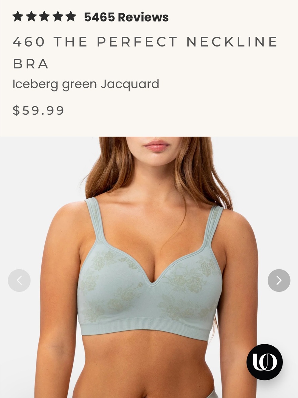 Underoutfit The Perfect Neckline Bra - Iceberg green Jacquard